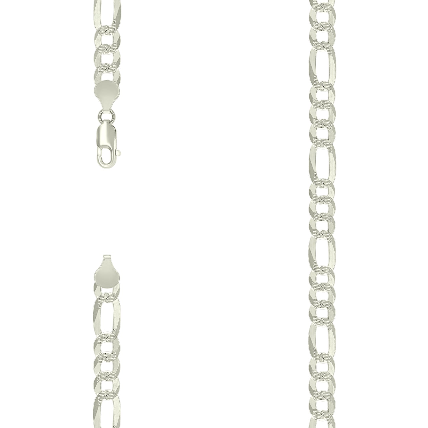 Sterling Silver Pave Super Flat Figaro Chain