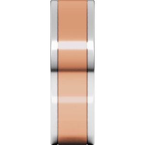 14K Yellow Or White Or Rose Gold Stepped-Edge Inlay Flat Band