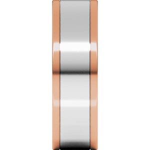 14K Yellow Or White Or Rose Gold Stepped-Edge Inlay Flat Band