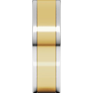 14K Yellow Or White Or Rose Gold Stepped-Edge Inlay Flat Band