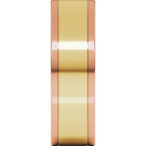 14K Yellow Or White Or Rose Gold Stepped-Edge Inlay Flat Band