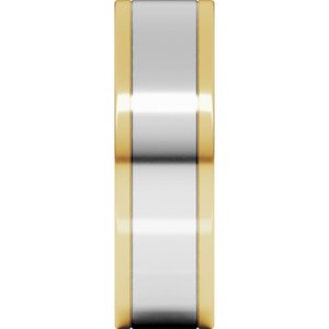 14K Yellow Or White Or Rose Gold Stepped-Edge Inlay Flat Band