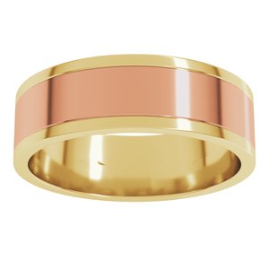 14K Yellow Or White Or Rose Gold Stepped-Edge Inlay Flat Band