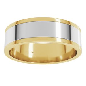 14K Yellow/White Gold  6 Mm Standard Standard Weight Flat Grooves Size 9.5