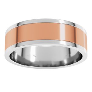 14K Yellow Or White Or Rose Gold Stepped-Edge Inlay Flat Band