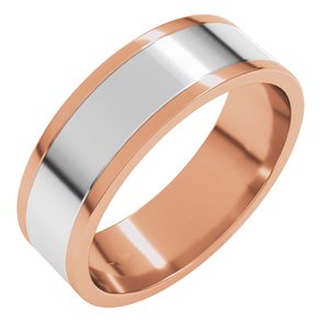14K Rose/White Gold 6 Mm Standard Standard Weight Flat Grooves Size 8.5