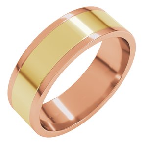 14K Yellow Or White Or Rose Gold Stepped-Edge Inlay Flat Band