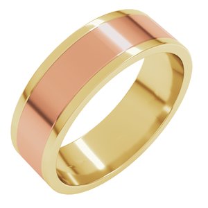 14K Yellow Or White Or Rose Gold Stepped-Edge Inlay Flat Band