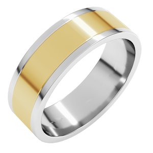 14K White/Yellow Gold 6 Mm Standard Standard Weight Flat Grooves Size 9.5