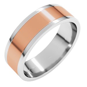 14K Yellow Or White Or Rose Gold Stepped-Edge Inlay Flat Band