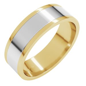 14K Yellow/White Gold  6 Mm Standard Standard Weight Flat Grooves Size 10.5