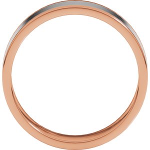 14K Yellow Or White Or Rose Gold Stepped-Edge Inlay Flat Band