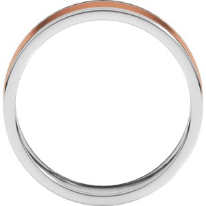 14K Yellow Or White Or Rose Gold Stepped-Edge Inlay Flat Band