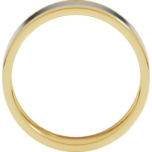 14K Yellow/White Gold  6 Mm Standard Standard Weight Flat Grooves Size 9.5