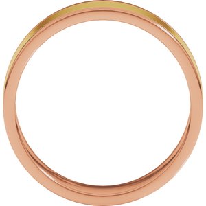 14K Yellow Or White Or Rose Gold Stepped-Edge Inlay Flat Band