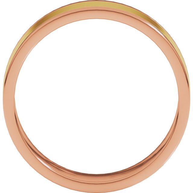 14K Rose/Yellow Or Yellow/White Gold Standard Stepped-Edge Inlay Flat Grooves Band