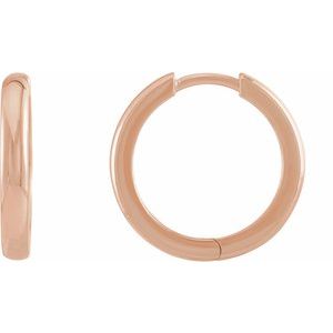 14K Rose Gold Pair Hinged Hoop Earrings, Length: 17 Mm, Thickness: 2.39 Mm