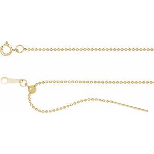 14K Yellow Gold-Filled Spring Ring Adjustable Threader Bead Chain, Length: 16-22 In, Width: 1 Mm