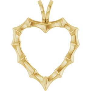 14K Yellow Gold 22.49 X 17.02 Mm Polished Bamboo Heart Pendant