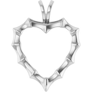 Sterling Silver 22.49 X 17.02 Mm Polished Bamboo Heart Pendant