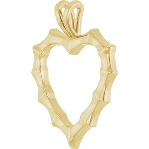 14K Yellow Gold 22.49 X 17.02 Mm Polished Bamboo Heart Pendant
