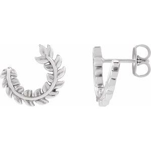 Sterling Silver 12.9 X 11.9 Mm Pair Friction Backs Included Polished Floral Hoop Earrings
