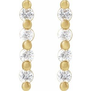 14K Yellow Gold Round 1.5 Mm 1/10 Ctw Natural Diamond Bar Earrings