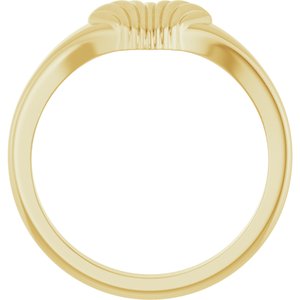 14K Yellow Gold Polished Ribbed Heart Ring Size 7