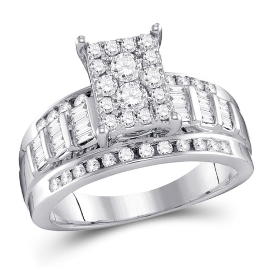 10K White Or Yellow Gold Round Diamond Cluster Bridal Wedding Engagement Ring , Womens Size: 5-10