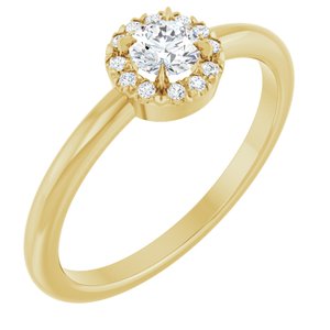 14K Yellow Gold Round 4 Mm 1/4 Ctw Natural Diamond French-Set Halo-Style Ring Size 7