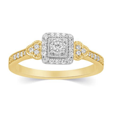 10K Yellow Gold 0.25 Cttw Diamond Ladies Ring
