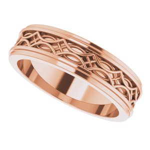 14k Yellow Or White Or Rose Gold Stepped-Edge Sculptural Flat Band