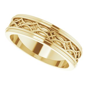 18k Yellow Or White Or Rose Gold Stepped-Edge Sculptural Flat Band