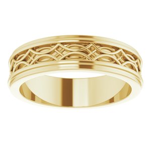 18k Yellow Or White Or Rose Gold Stepped-Edge Sculptural Flat Band