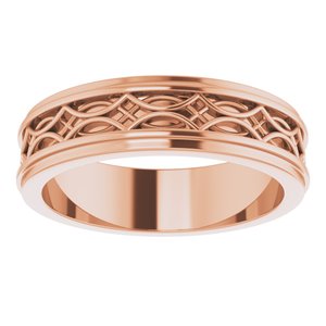 18k Yellow Or White Or Rose Gold Stepped-Edge Sculptural Flat Band