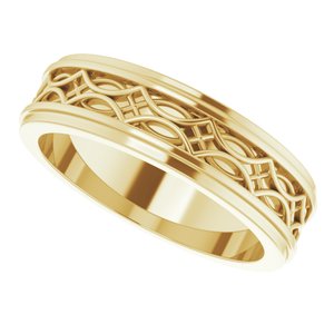 14k Yellow Or White Or Rose Gold Stepped-Edge Sculptural Flat Band