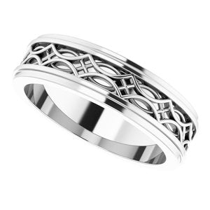 Sterling Silver Stepped-Edge Sculptural Flat Band