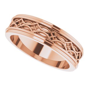 10k Yellow Or White Or Rose Gold Stepped-Edge Sculptural Flat Band