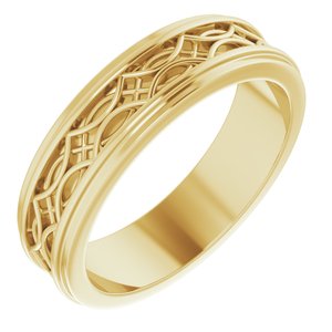 18k Yellow Or White Or Rose Gold Stepped-Edge Sculptural Flat Band