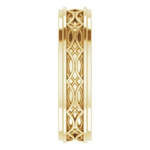 10k Yellow Or White Or Rose Gold Stepped-Edge Sculptural Flat Band