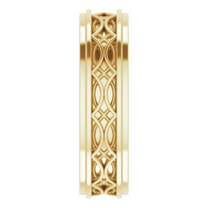 18k Yellow Or White Or Rose Gold Stepped-Edge Sculptural Flat Band