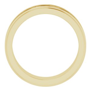 14K Yellow Gold Bead Blast/Polished 9.5 6.4 Mm Polished Patterned Band Size 9.5