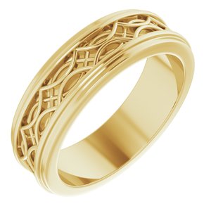 14k Yellow Or White Or Rose Gold Stepped-Edge Sculptural Flat Band