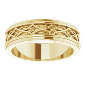18k Yellow Or White Or Rose Gold Stepped-Edge Sculptural Flat Band