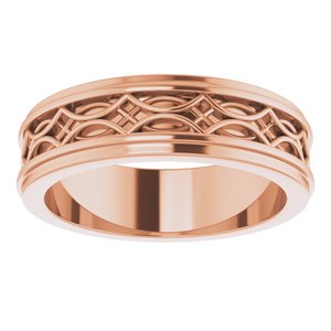 18k Yellow Or White Or Rose Gold Stepped-Edge Sculptural Flat Band