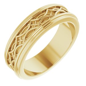 10k Yellow Or White Or Rose Gold Stepped-Edge Sculptural Flat Band