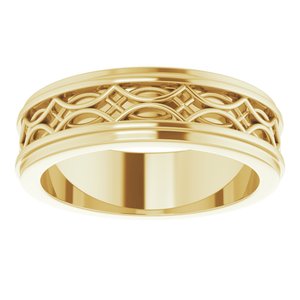 14k Yellow Or White Or Rose Gold Stepped-Edge Sculptural Flat Band