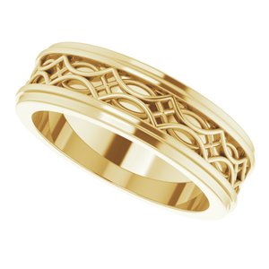 18k Yellow Or White Or Rose Gold Stepped-Edge Sculptural Flat Band