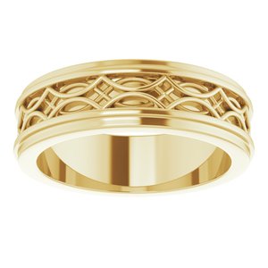 18k Yellow Or White Or Rose Gold Stepped-Edge Sculptural Flat Band