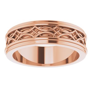 14k Yellow Or White Or Rose Gold Stepped-Edge Sculptural Flat Band